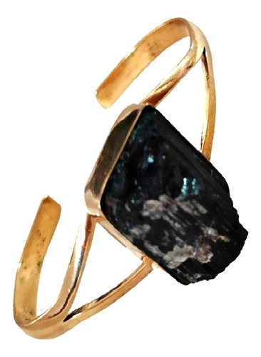 Brazalete Turmalina Negra, Mineral Natural Pulsera Ajustable