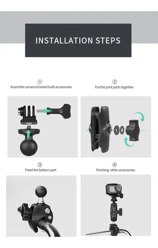 Pinza Anclaje Rápido Tipo Ram Cámaras Acción Gopro Insta 360