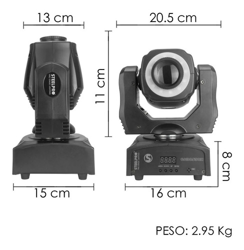 Cabeza Móvil Spot Con Gobos 90 Watts Steelpro Gogos90h