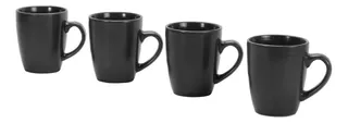 Juego De Tazas De Cerámica 4 Pzas Crown Baccara Color Negro