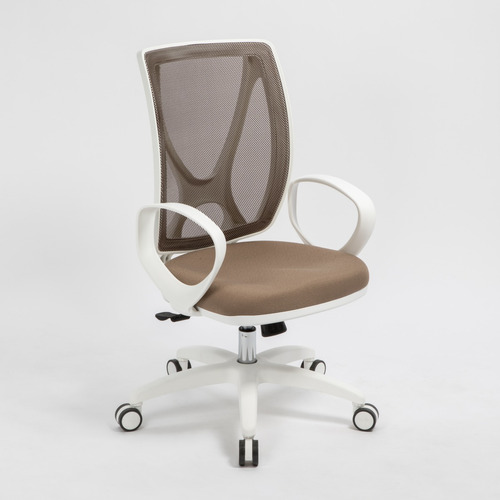 Silla De Oficina Alma White Ergonómica Color Beige - Tela Marathon