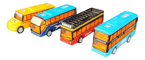 4 Piezas, Escala 1:64, Colección De Autobuses Escolares De