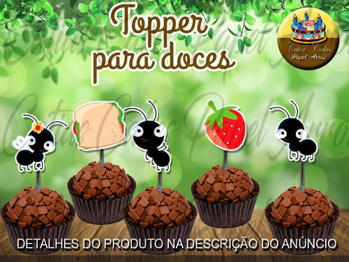 50 Topper Tags Para Doce Pic Nic Piquenique Formiga