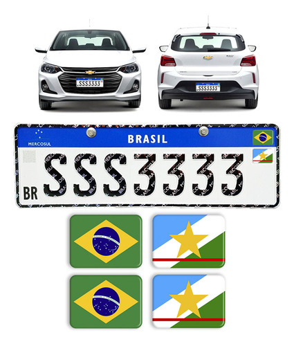 Adesivos Bandeira Brasil E Roraima Placa Nova Carro Resinado