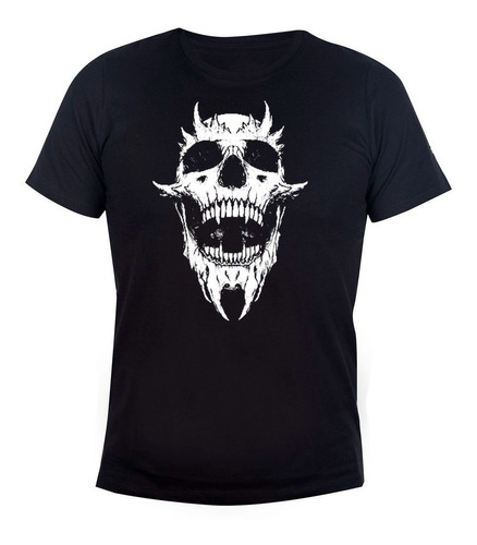 Remera Hombre Algodón Calavera Demoniaca