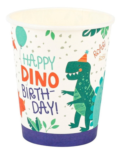 Vasos Polipapel Dinosaurios Happy Birth Feliz Cumpleaños X10
