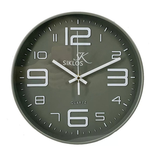 Reloj Pared Plastico Siklos Gb8103 25cm Silencioso Color de la estructura Gris oscuro Color del fondo Gris oscuro