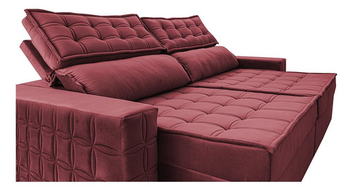 Sofá Retrátil 2,95m Cama Inbox Big Star. Com Softgel d40 Cor Vinho