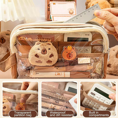 For Elegante Estuche De Papelería Con Portalápices Capybara