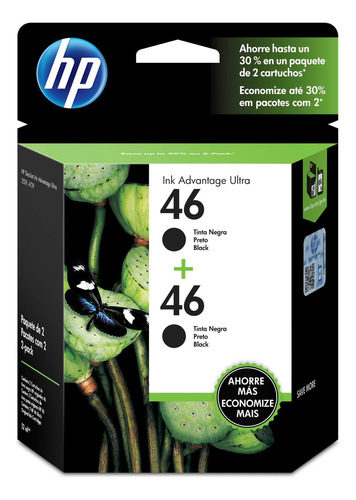 Pack De 2 Cartuchos De Tinta Hp 46 Negra Original M0h61al