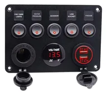 Comprar Panel De Interruptores Basculantes De 5 Con Voltímetro Toma