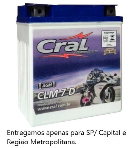 Bateria Twister Cb300 Cral Moto 7ah Clm7d ( Ref: Ytx7l-bs )