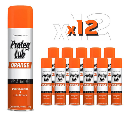 Imagem 1 de 4 de Kit 12x Desengripante Lubrificante Spray 250ml - Proteg Lub