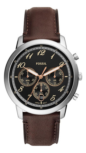 Reloj Fossil Hombre Neutra H4 Piel Dk Color de la correa Marrón Color del bisel Plata Color del fondo Negro