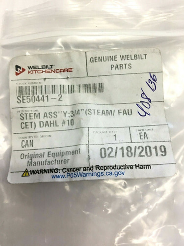 Cleveland Stem Assembly 3/4 Steam Faucet D, Se50441-2 New