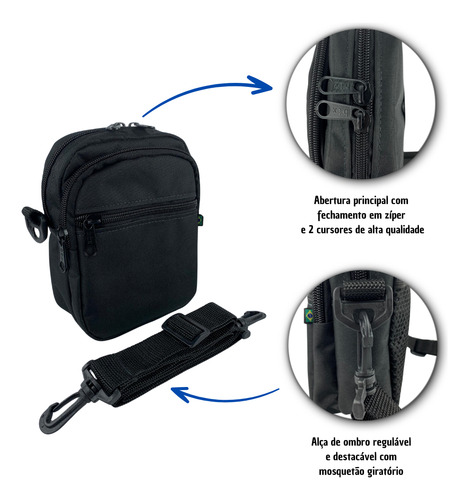 Shoulder Bag Bolsa Tiracolo Pochete Necessaire Preto Liso