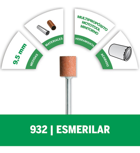 Punta de montaje paralelo de óxido de aluminio 932 3/8 - Dremel