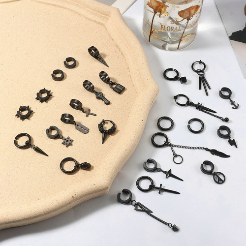 Vv 25 Aretes Falsos Piercing Hombre Imán Acero Inoxidable