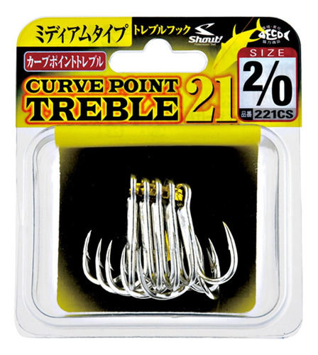 Anzuelo Triple Sasame Curve Point Treble 221cs Japon N° 2/0