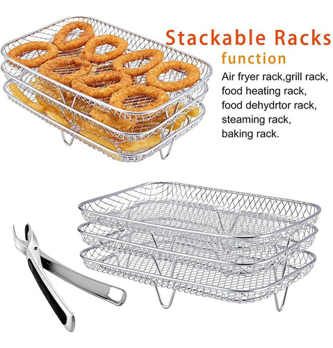 . Accesorios For Freidora De Aire En Rack Apilable De Tres