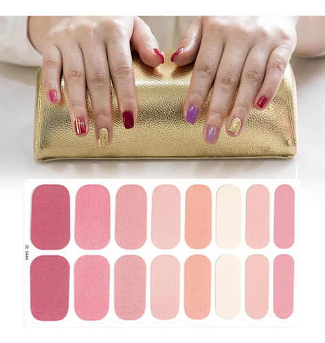 16 Adhesivos Para Uñas, Tiras De Uñas De Gel, Estilo F