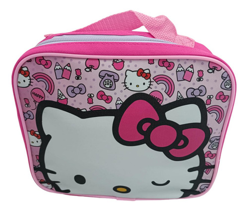 Mochila Backpack De Hello Kitty Con Lonchera Fast Forward Color Rosa Chicle Diseño De La Tela Estampado