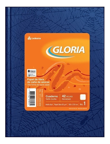 Cuaderno Gloria Tapa Dura 42 Hojas Rayado Azul X 10 Unidades