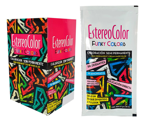  Estereocolor Coloración Semipermanente Funky Colors Caja 12u Tono FUCSIA