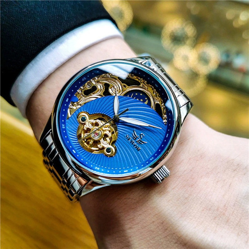 Reloj Hombre Esqueleto Diseño Tourbillon Automático Mecánico