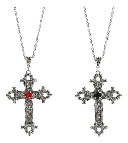 Dp Collar Unisex De 2 Piezas Con Cruz De Cristal Retro,