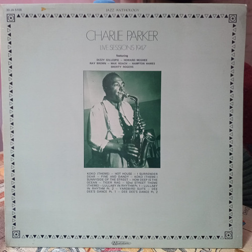 Charlie Parker Live Sessiones 1947 Tapa 8 Vinilo 10 Jazz