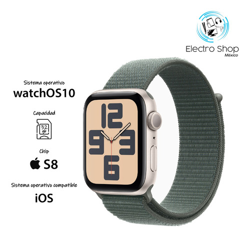 Apple Watch Se Gps Caja De Aluminio Blanco Estelar De 44 Mm Correa Loop Deportiva Verde Lago - Distribuidor Autorizado