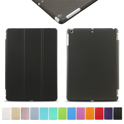 Negro Ultra Slim Smart Magnética Cuero Caso Cubrir Para iPad