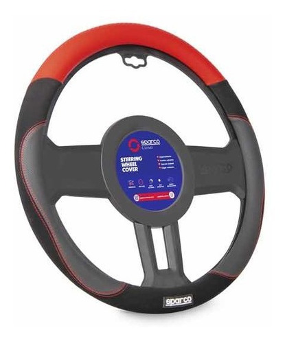 Cubre Volante Auto Sparco Universal Cuero Negro\rojo