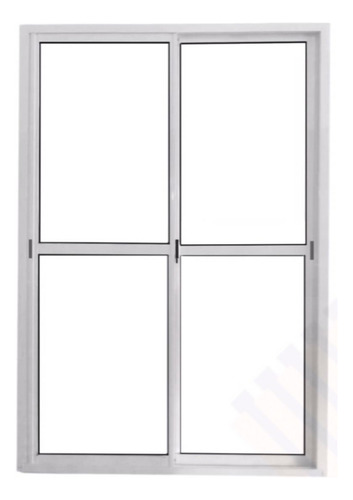 Ventana Balcon 240x200 Vidrio Entero 4mm, Dos Hojas Corrediz Blanco