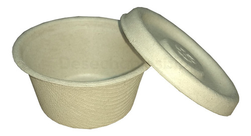 Imagen 1 de 8 de 50 Vasos Souffle Con Tapa 2 Oz Biodegradable Bagazo De Trigo