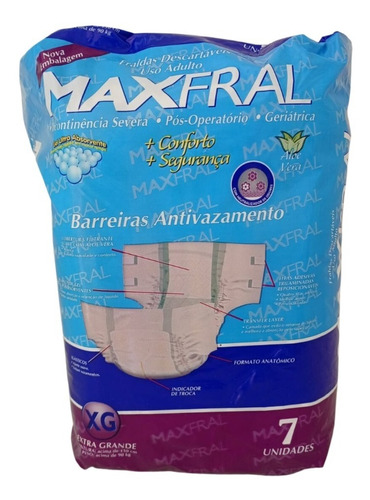 Fralda Geriátrica Maxfral Regular Xg 7 Unidades - A Melhor Tamanho Extra grande