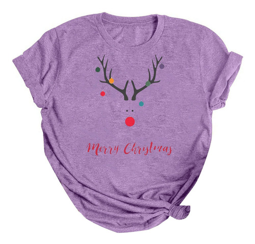 Camisa Para Mujer Camiseta Navidad Divertida Casual Grafica