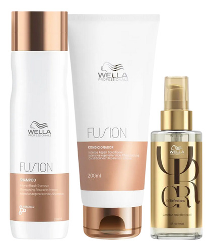 Kit Wella Fusion Sh 250ml + Cond 200ml + Óleo 100ml