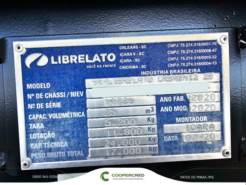 Carreta Bitrem Basculante Caçamba 2020 Librelato 25m³ 4 Eixo