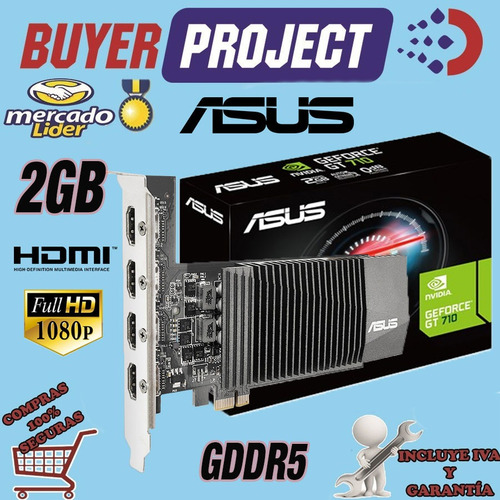 Tarjeta De Video Asus Nvidia Gt710 2gb 4 Puertos Hdmi Ddr5