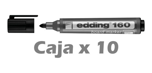 Imagen 2 de 2 de Kit Marcadores P/ Pizarra Blanca Edding 160 Caja X10 Negro