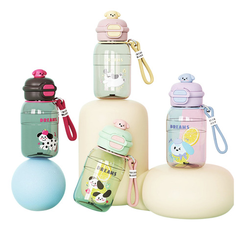 Botella Infantil Cantimplora Doble Pico Con Tira Tapa Pop Violeta
