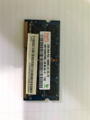 Imagem 1 de 2 de Memória Ram Notebook Ddr 3 - 2 Gb 1x2gb Usado