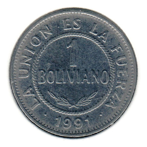 * Bolivia. 1 Boliviano De 1991. Acero. Km # 205