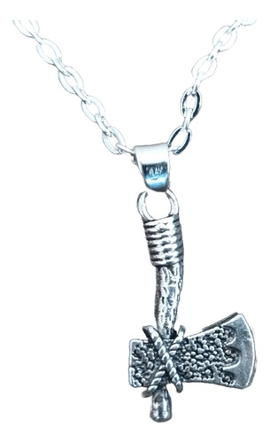 Collar Hacha Vikinga Cad 45cm Dije Niquel Gemos Accesorios Plateado