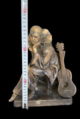 Antigua Figura Escultura Arlequín Italiano Cacciapuoti (Usado)