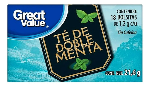 Té Doble Menta Great Value 18 Sobres 1.2 G C/u