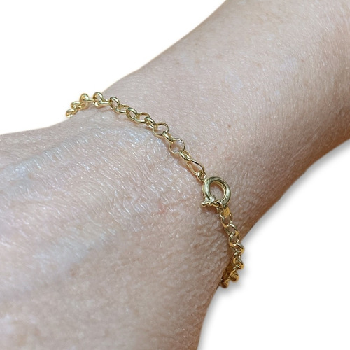 Pulseira Portuguesa Em Ouro 18k Elo Português Com Fecho Boia