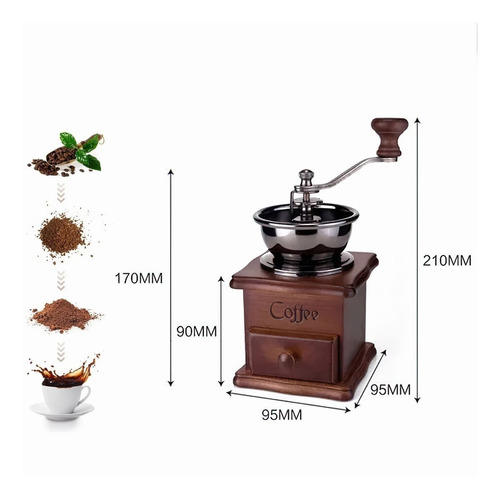 molinillo de mano de madera para grano de café con cajón Zerodis Molinillo de café manual 